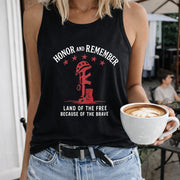 Land of the Free Because of the Brave Women's Color Cotton Tank Top in Black