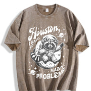Houston I Have So Many Problems Vintage Washed T-Shirt in Brown