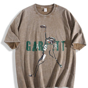 Garrett Wilson Air Garrett TD Touchdown Catch Football vintage washed oversized T-shirt in Brown