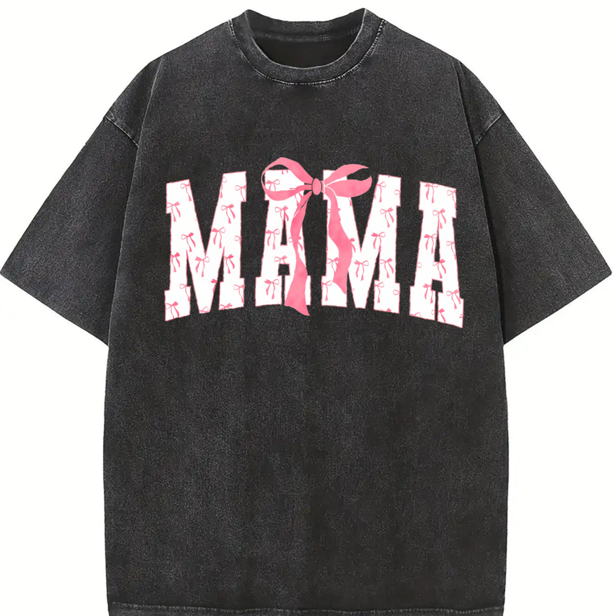 Coquette Bows Mama Vintage Washed T-Shirt in Black