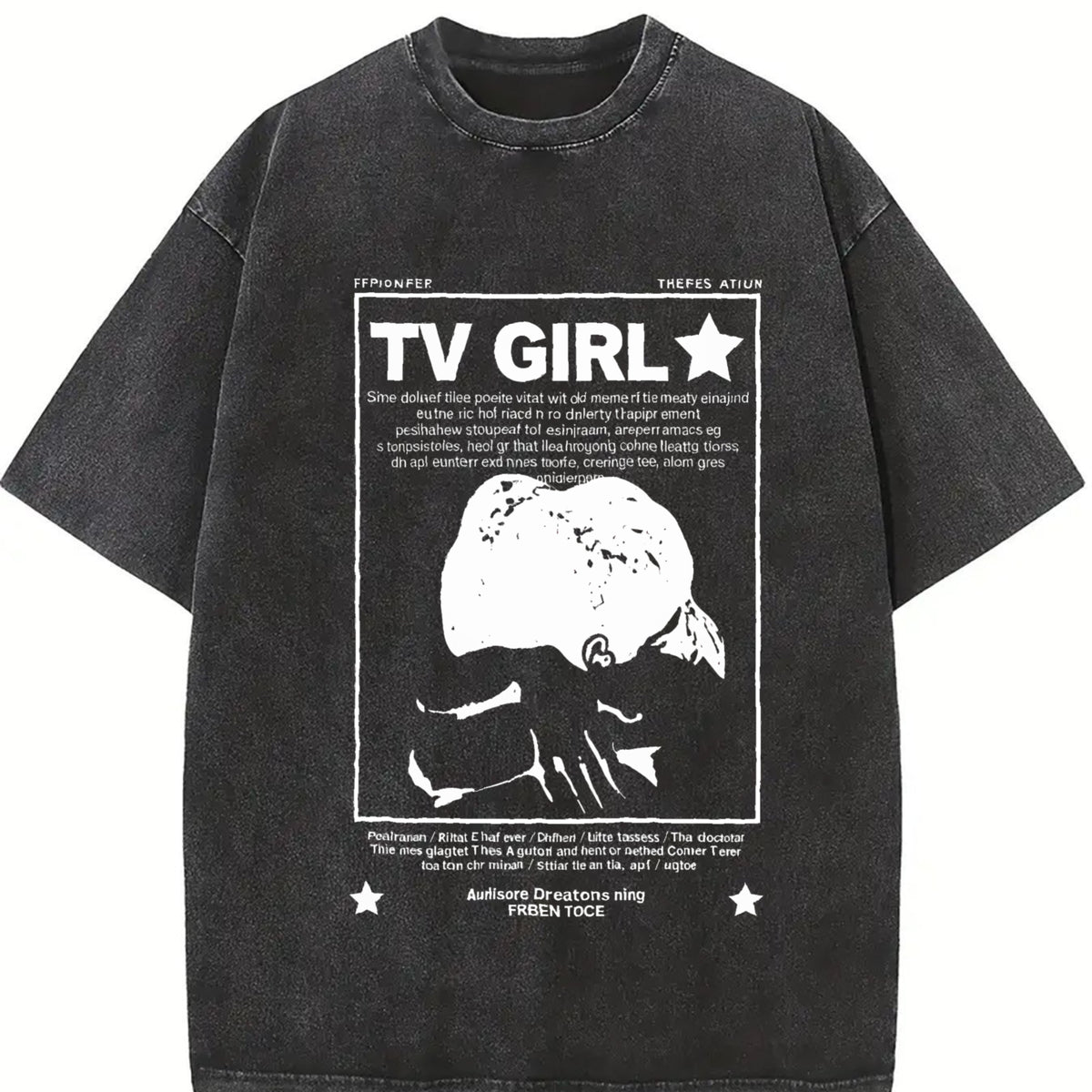 Y2k Tv Girl Lovers Rock Song Vintage Washed T-Shirt in Black