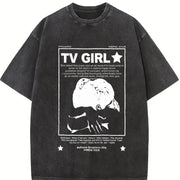Y2k Tv Girl Lovers Rock Song Vintage Washed T-Shirt in Black