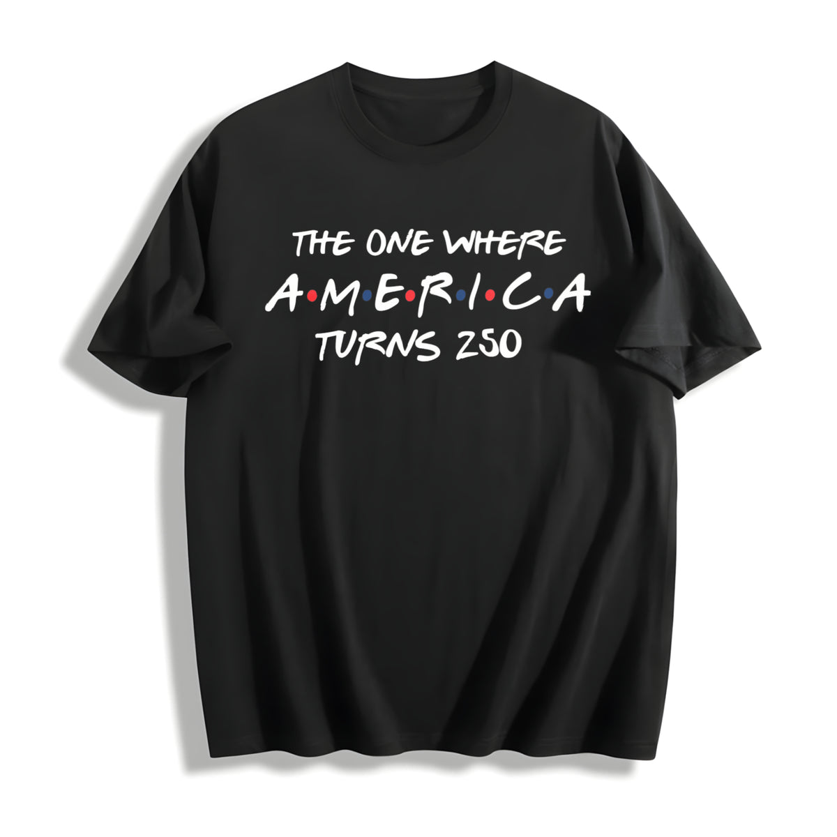 4th of July America 250th Anniversary Cotton T-Shirt in Black