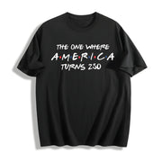4th of July America 250th Anniversary Cotton T-Shirt in Black