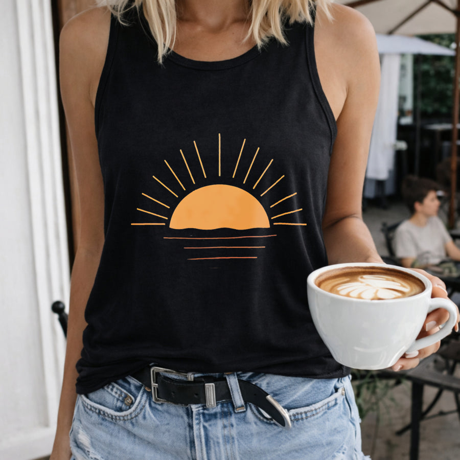 Loose- Basic Fashionable and Elegant Sleeveless Vest Women's Color Cotton Tank Top in Black
