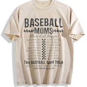 Baseball Mom Baseball Mama Tour Vintage Washed T-Shirt in Beige