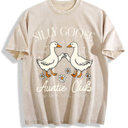 Auntie Aunt Silly Goose Mother’s Day Silly Goose Auntie vintage washed oversized T-shirt in Beige