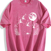 Duck 90s Retro Ducks Nature Moon ® Vintage Washed T-Shirt in Red