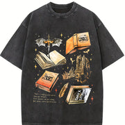 Fourth Wing Series For Fans War College Dragon Rider vintage washed oversized T-shirt in Black