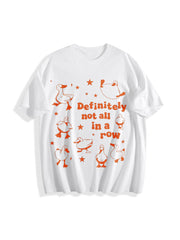 Ducks Not in a Row Cotton T-Shirt in White