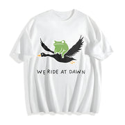 We Ride at Dawn Frog and Goose Cotton T-Shirt in White