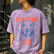 Dog Mom Club Vintage Washed T-Shirt in Purple