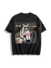 Raccoons Diet Coke Cotton T-Shirt in Black