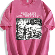Embrace Nature Short-sleeve Vintage Washed T-Shirt in Red