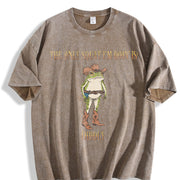 The Only Squat I'm Doin' Is Diddly Cowboy Frog vintage washed oversized T-shirt in Brown