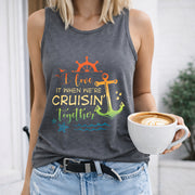 I Love It When We're Cruisin Together Crew-neck Sleeveless Women's Color Cotton Tank Top in Gray