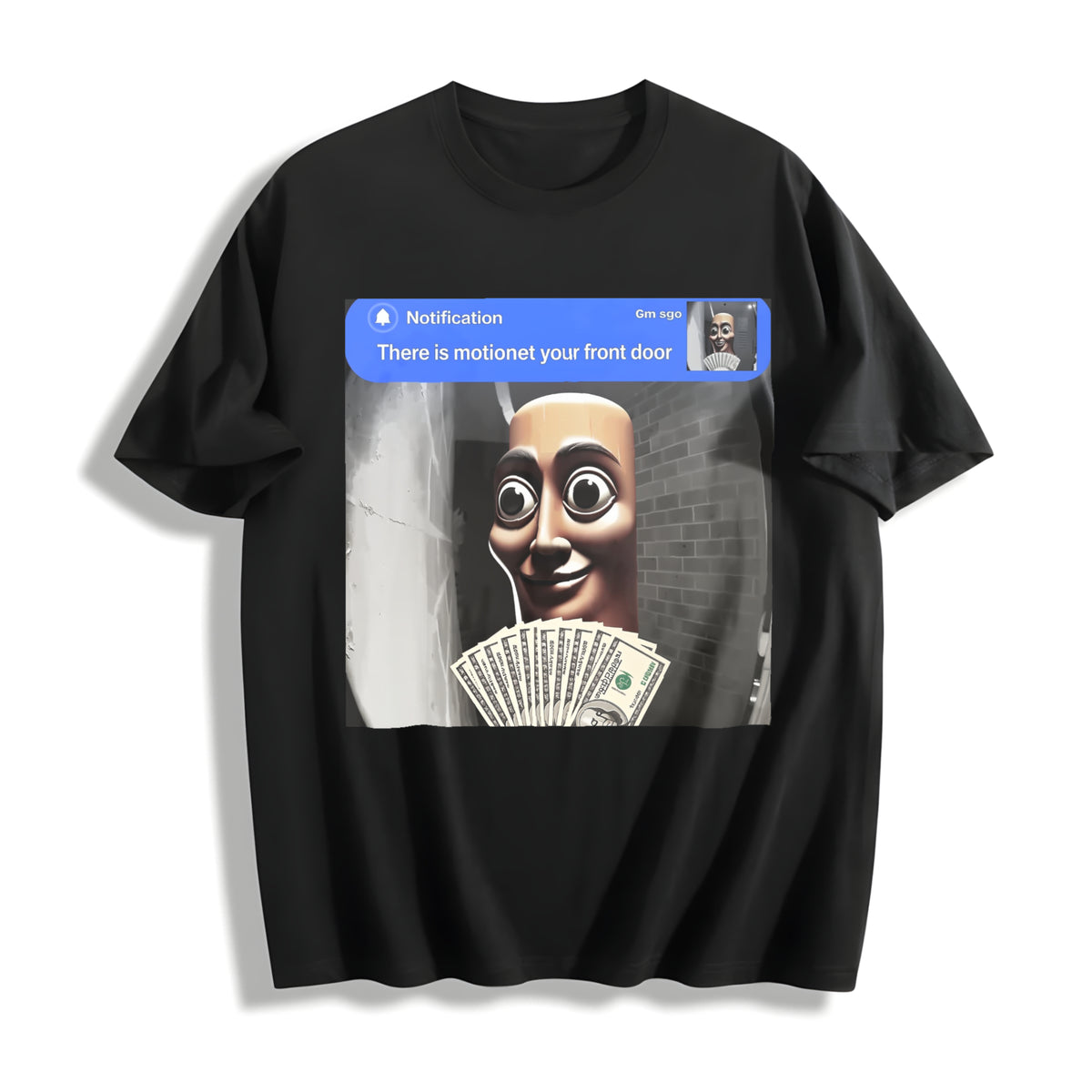 There Is Motion at Your Front Door Cotton T-Shirt in Black