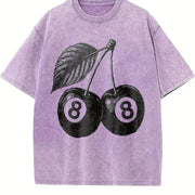 8 Ball Cherry Retro Vintage Washed T-Shirt in Purple