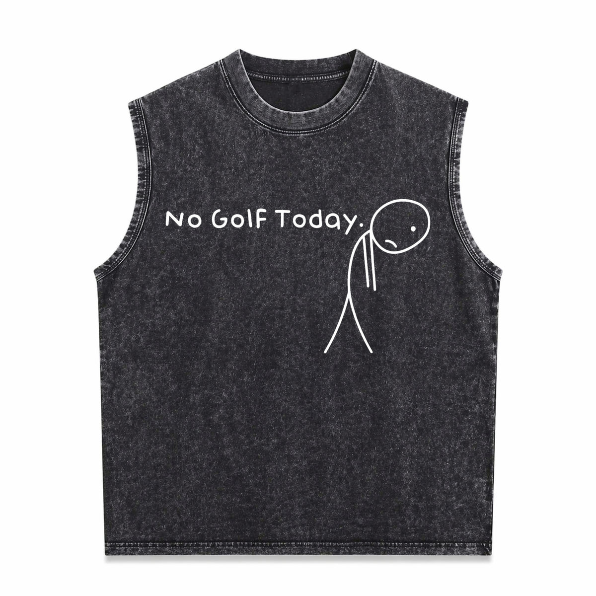 No Golf Today Sad Stickman Golfer Golfers Vintage Washed Tank Top in Black