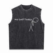 No Golf Today Sad Stickman Golfer Golfers Vintage Washed Tank Top in Black