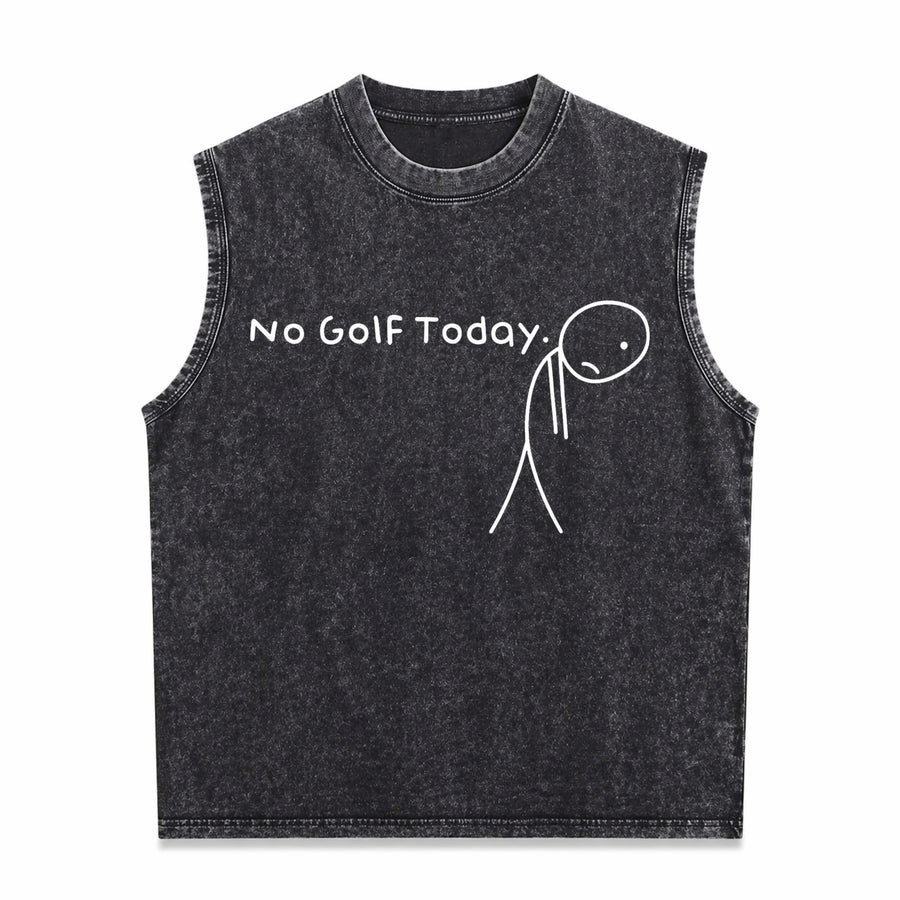 No Golf Today Sad Stickman Golfer Golfers Vintage Washed Tank Top in Black