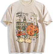 Halloweentown Est 1998 Back and Front Vintage Washed T-Shirt in Beige