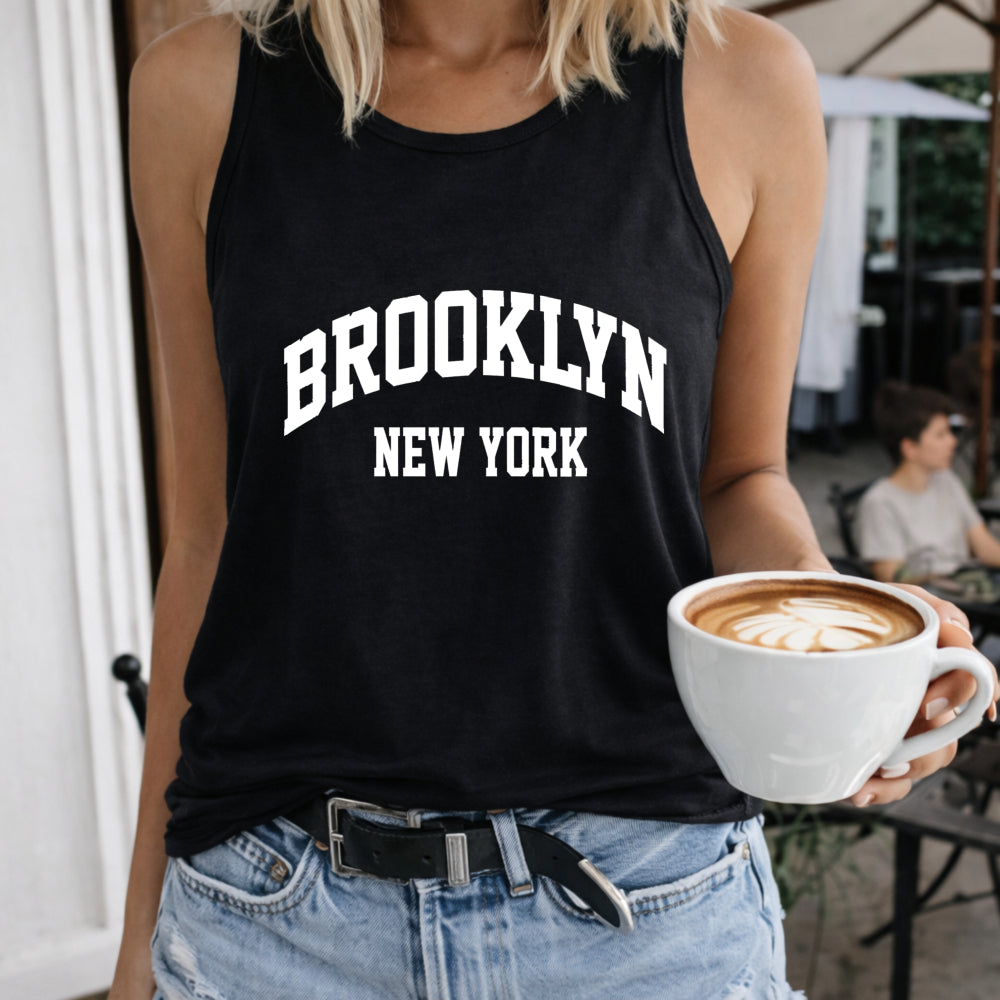 Brooklyn NEW YORK Lette Vest Women's Color Cotton Tank Top in Black