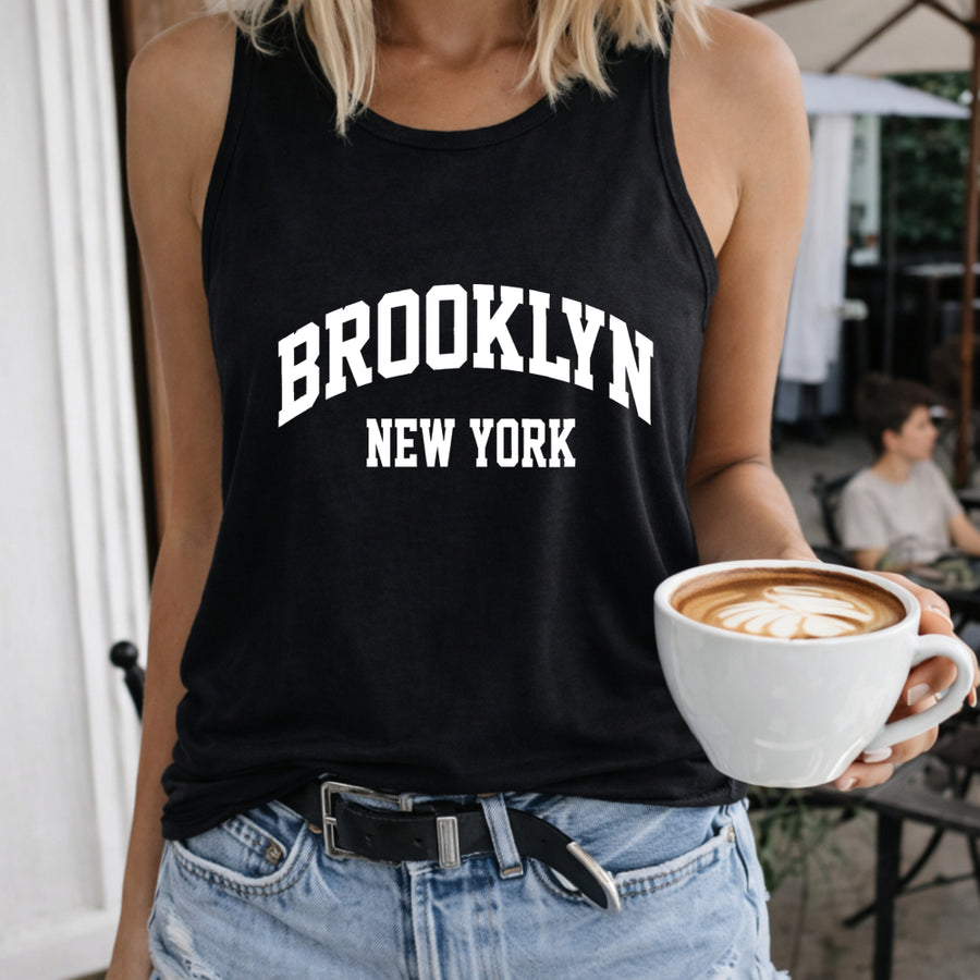 Brooklyn NEW YORK Lette Vest Women's Color Cotton Tank Top in Black