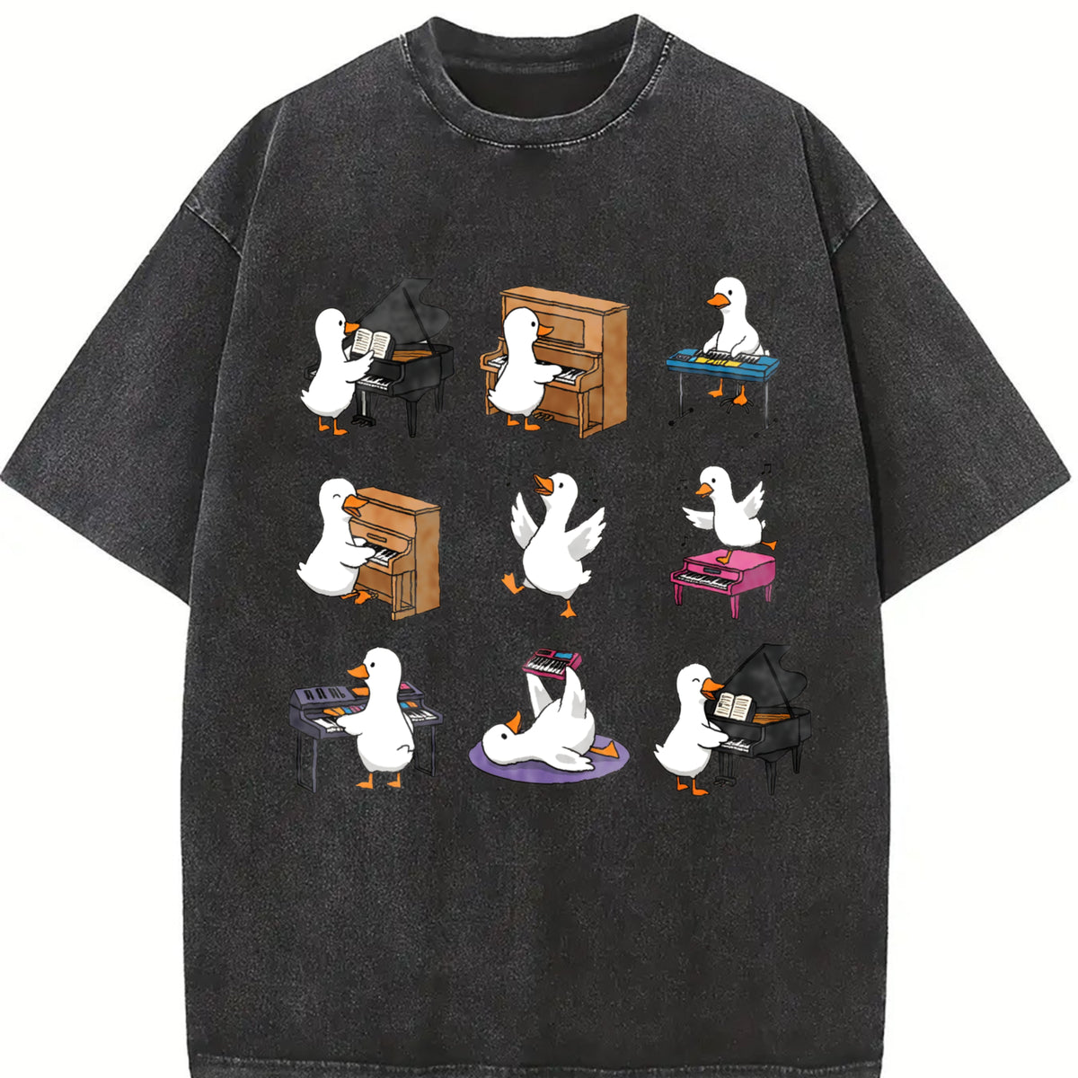 Goose Piano Teacher Vintage Washed T-Shirt in Black