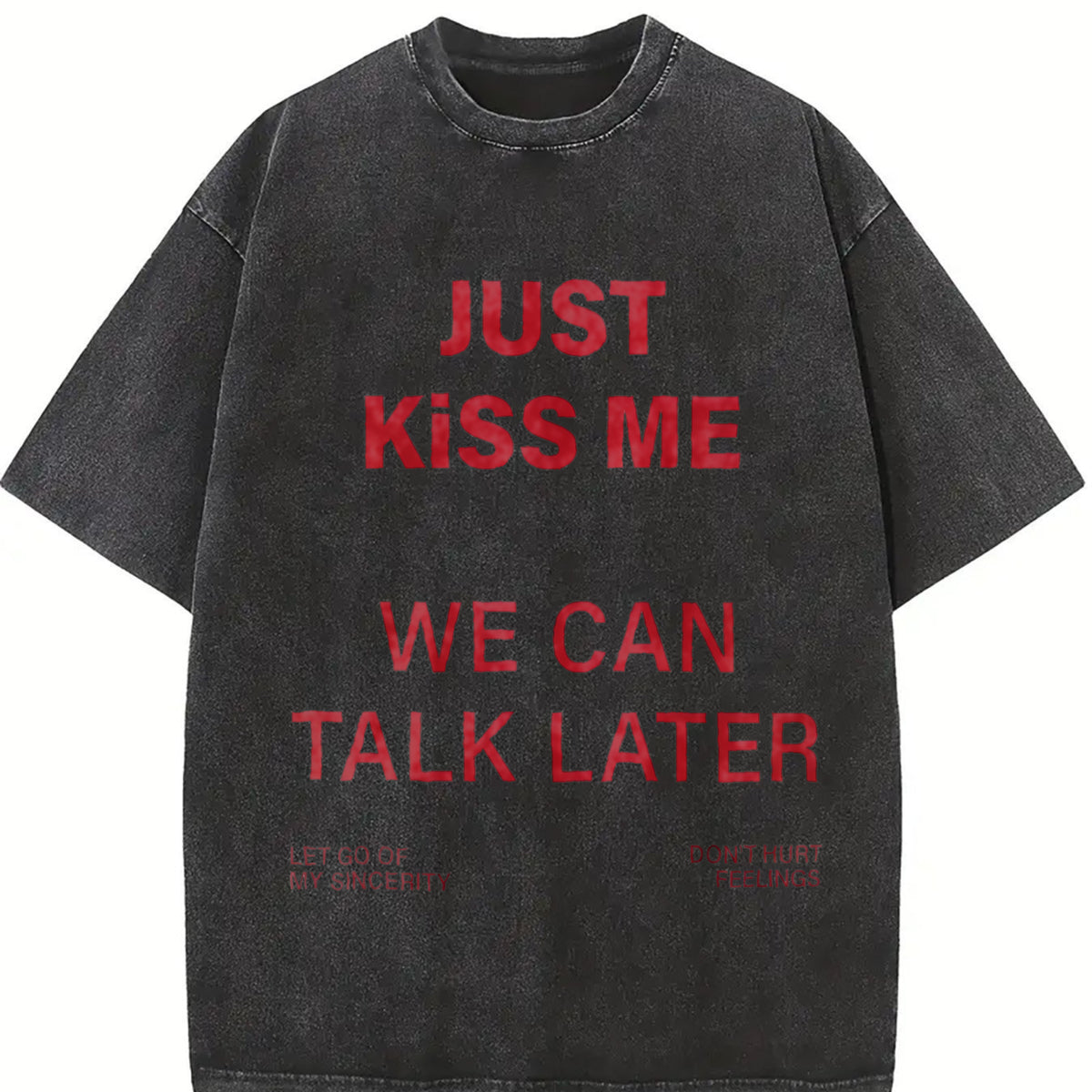 Just Text Tank Milk Sleeveless Vintage Washed T-Shirt in Black