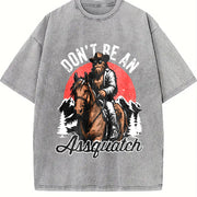 Retro Bigfoot Don't Be an Assquatch 90s Vintage Washed T-Shirt in Gray