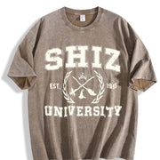 Wicked Shiz University Defy Gravity Broomstick Magic Wand vintage washed oversized T-shirt in Brown