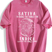 Sativa To Change The Things I Can Indica Cannabis Weed vintage washed oversized T-shirt in Red
