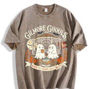 Gilmore Ghouls Halloween Fall Vibes Vintage Washed T-Shirt in Brown