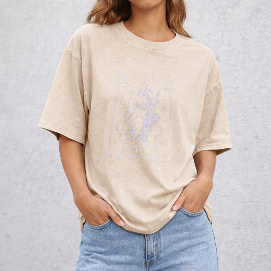 If You Are Neutral In Situations Of Injustice vintage washed oversized T-shirt in Beige