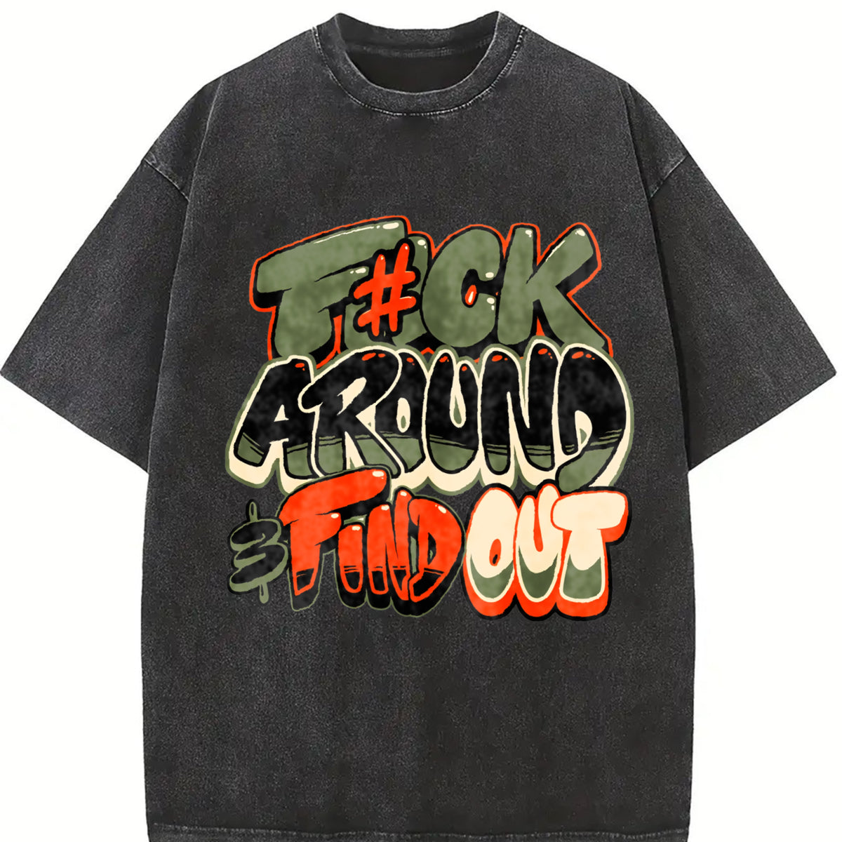 F Around and Find Out Graffiti Vintage Washed T-Shirt in Black