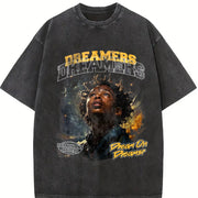 Dreamers Galaxy Portrait Vintage Washed T-Shirt in Black