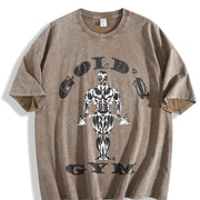 1990s Gym Authentic Retro for 90s & Athleisure Vintage Washed T-Shirt in Brown
