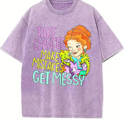 Take Chances Make Mistakes Get Messy Ms. Frizzle vintage washed oversized T-shirt in Purple