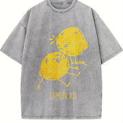 Lemon Aid First Aid Lemons CPR Joke for Ladies Cute Ladies Vintage Washed T-Shirt in Gray