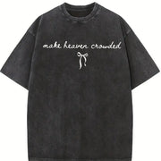 Make Heaven Crowded Coquette Christian Cute Christian vintage washed oversized T-shirt in Black