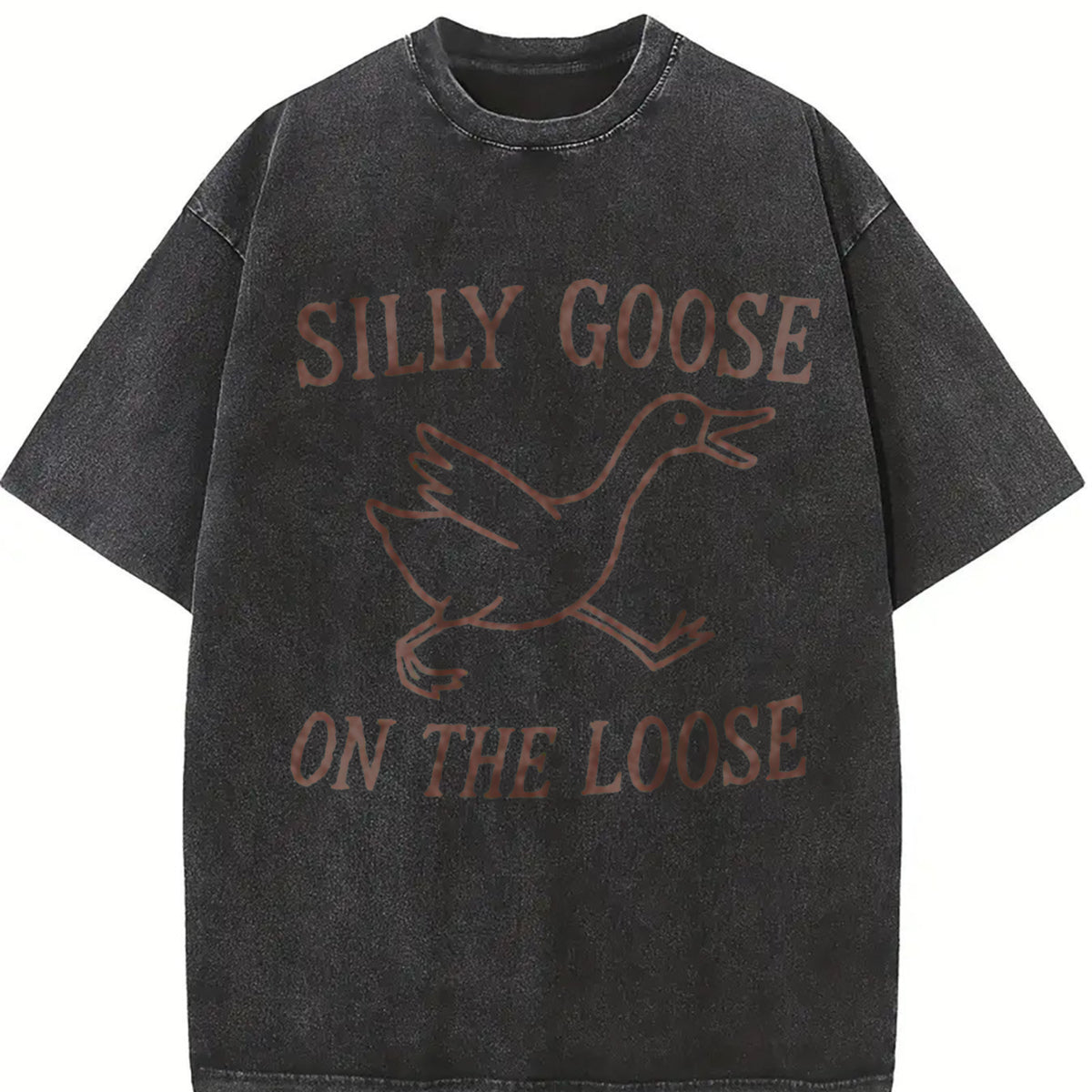 Silly Goose on the Loose Vintage Washed T-Shirt in Black