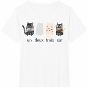 Un Deux Trois Cat Cotton T-Shirt in White