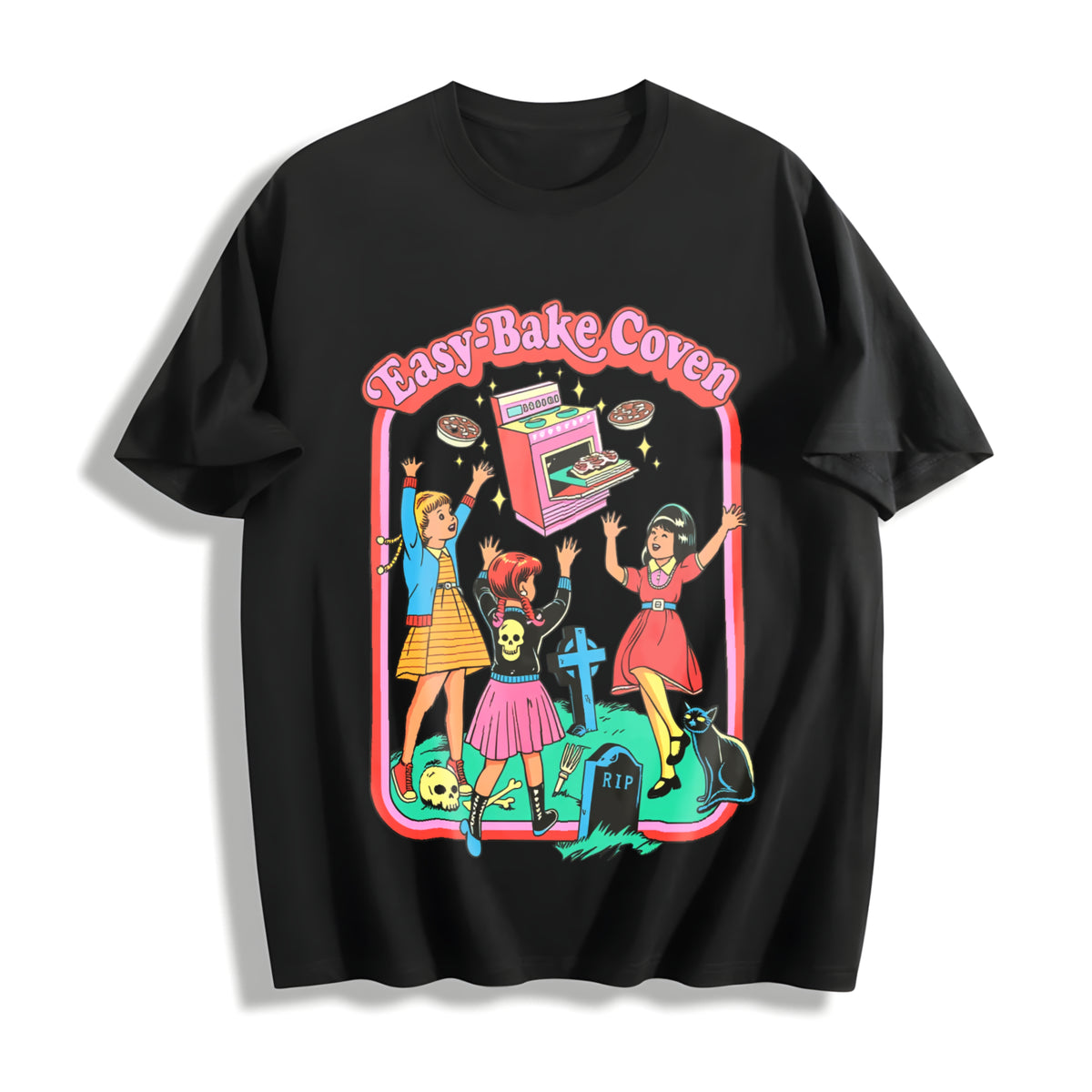 Easy Bake Coven Halloween Cotton T-Shirt in Black