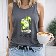 Mojito Classic Cocktail Crew-neck Sleeveless Vest Outdoor Women's Color Cotton Tank Top in Gray