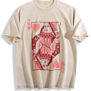Queen of Hearts Mothers Day Vintage Washed T-Shirt in Beige