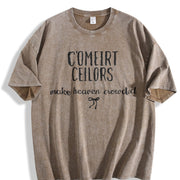 C'Mere Fellers Make Heaven Crowded Vintage Washed T-Shirt in Brown