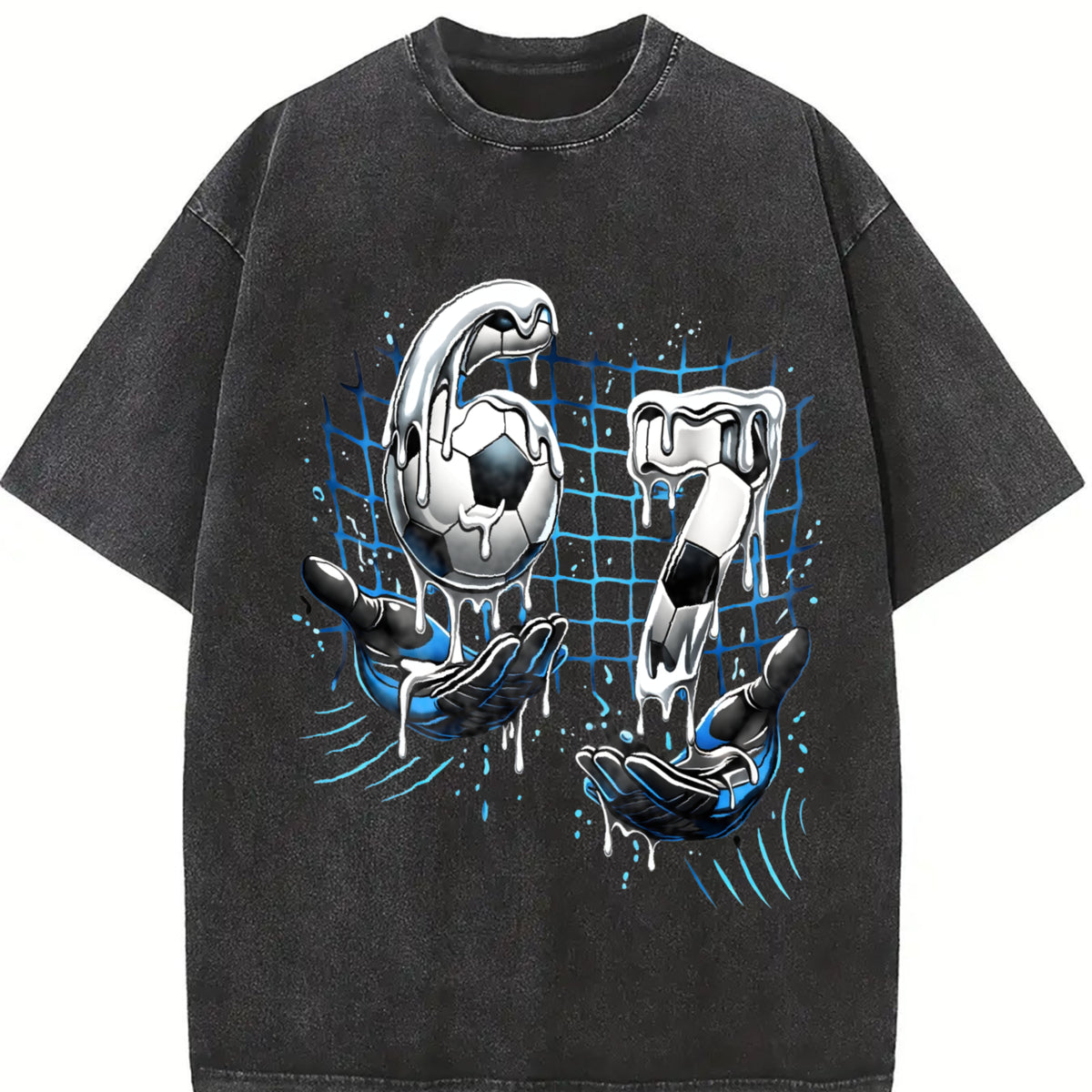 67 Soccer Vintage Washed T-Shirt in Black