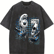 67 Soccer Vintage Washed T-Shirt in Black