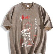 Baki Hanma Anime vintage washed oversized T-shirt in Brown